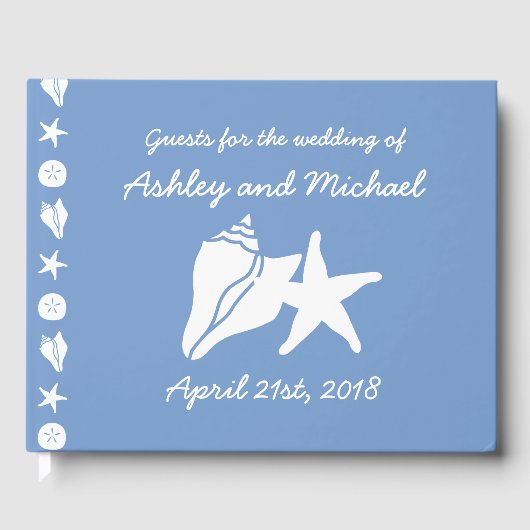 Summer Seashells in Periwinkle Guest Book Gastenboek (Voorkant)