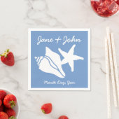 Summer Seashells in Periwinkle Napkins Servetten (Insitu)