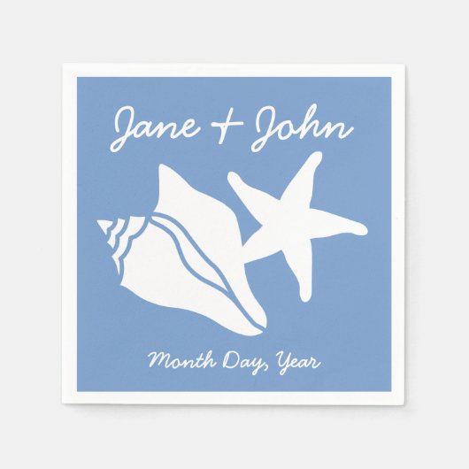 Summer Seashells in Periwinkle Napkins Servetten (Voorkant)