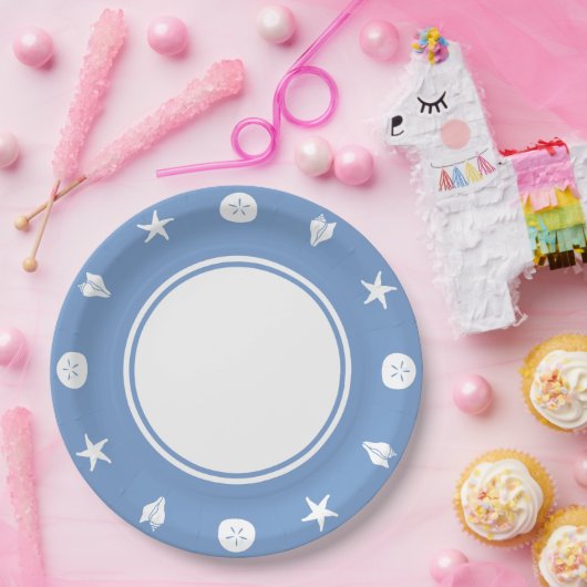 Summer Seashells in Periwinkle Paper Bord (Feest)