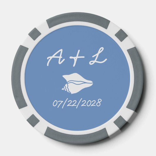 Summer Seashells in Periwinkle Poker Chips (Achterkant)