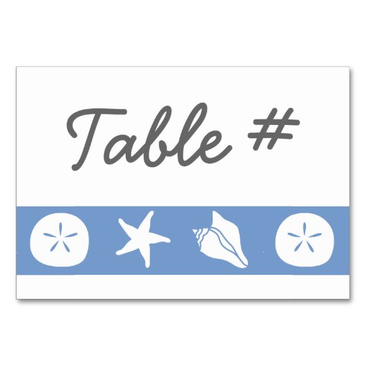 Summer Seashells in Periwinkle Table Table Kaart (Voorkant)