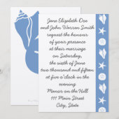 Summer Seashells in Periwinkle Wedding Invitation Kaart (Voorkant / Achterkant)