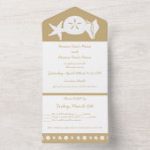 Summer Seashells in Sand All In One Uitnodiging (Binnen)