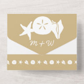 Summer Seashells in Sand All In One Uitnodiging (Achterkant)