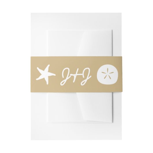 Summer Seashells in Sand Invitation Belly Band Uitnodigingen Wikkel (Voorkant Voorbeeld)