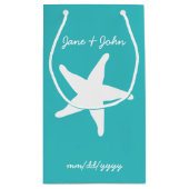 Summer Seashells in Turquoise Gift Bag Klein Cadeauzakje (Achterkant)