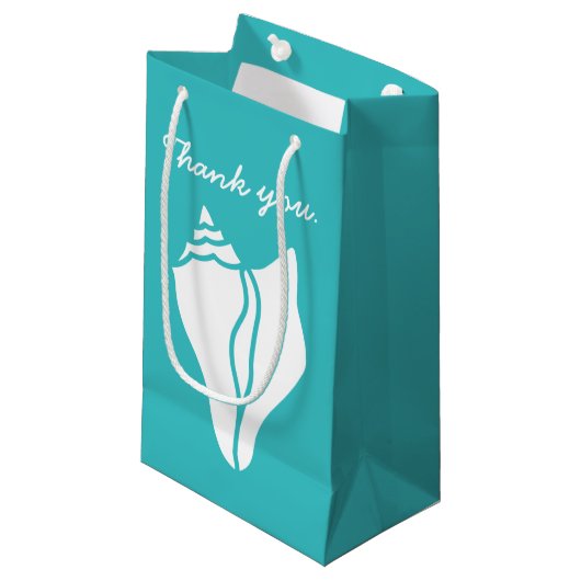 Summer Seashells in Turquoise Gift Bag Klein Cadeauzakje (Voorkant Gekanteld)