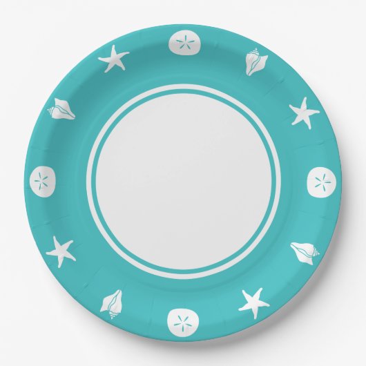 Summer Seashells in Turquoise Paper Bord (Voorkant)