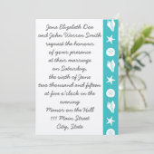 Summer Seashells in Turquoise Wedding Invitation Kaart (Staand voorkant)