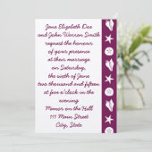 Summer Seashells in Wine Wedding Invitation Kaart (Staand voorkant)