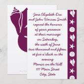 Summer Seashells in Wine Wedding Invitation Kaart (Voorkant / Achterkant)