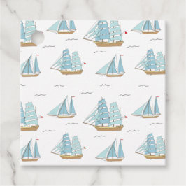 Summer Seatime Cute-jachten met zeilschip Bedankjes Labels