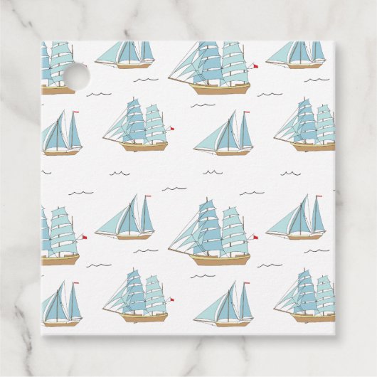 Summer Seatime Cute-jachten met zeilschip Bedankjes Labels (Voorkant)