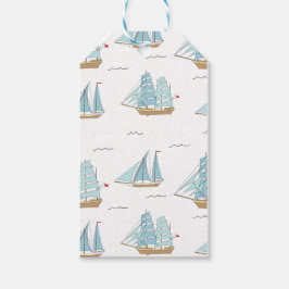 Summer Seatime Cute-jachten met zeilschip Cadeaulabel