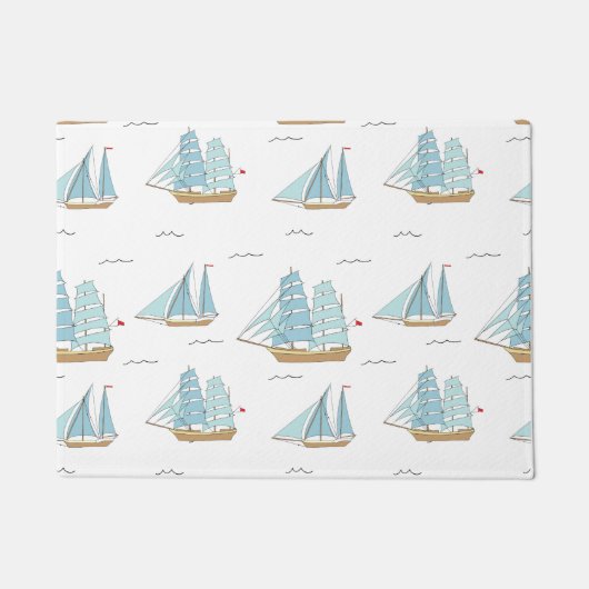 Summer Seatime Cute-jachten met zeilschip Deurmat (Voorkant)