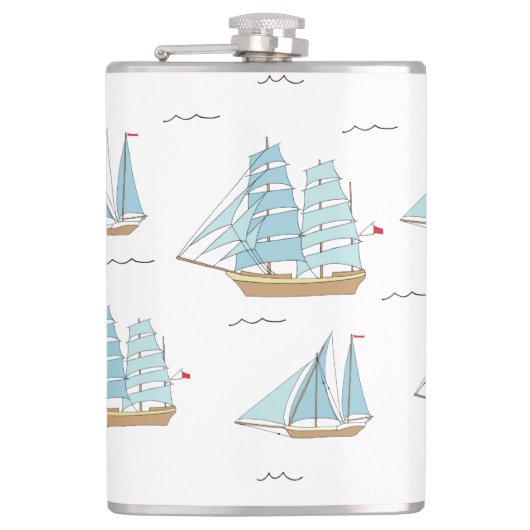 Summer Seatime Cute-jachten met zeilschip Heupfles (Voorkant)