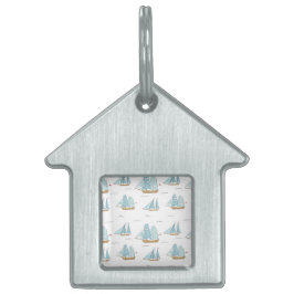 Summer Seatime Cute-jachten met zeilschip Huisdieren Naamplaatje