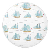 Summer Seatime Cute-jachten met zeilschip Keramische Knop (Voorkant)