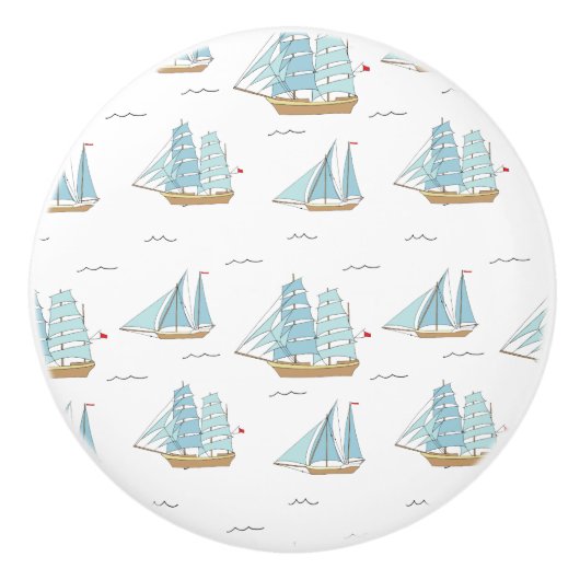 Summer Seatime Cute-jachten met zeilschip Keramische Knop (Voorkant)