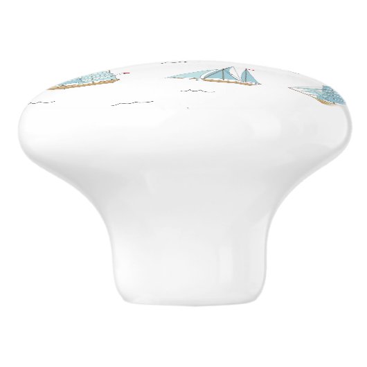 Summer Seatime Cute-jachten met zeilschip Keramische Knop (Zijkant)