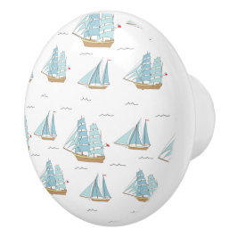 Summer Seatime Cute-jachten met zeilschip Keramische Knop