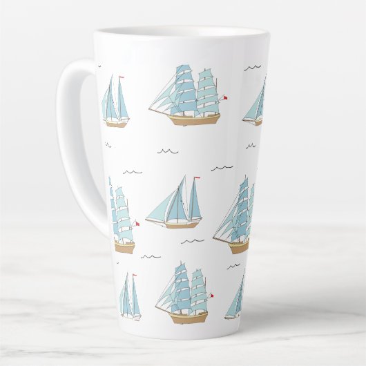 Summer Seatime Cute-jachten met zeilschip Latte Mok (Linkerhoek)