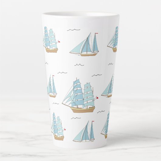 Summer Seatime Cute-jachten met zeilschip Latte Mok (Voorkant)