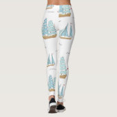 Summer Seatime Cute-jachten met zeilschip Leggings (Achterkant)