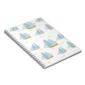 Summer Seatime Cute-jachten met zeilschip Notitieboek (Rechterzijde)