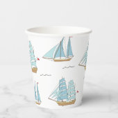 Summer Seatime Cute-jachten met zeilschip Papieren Bekers (Voorkant)
