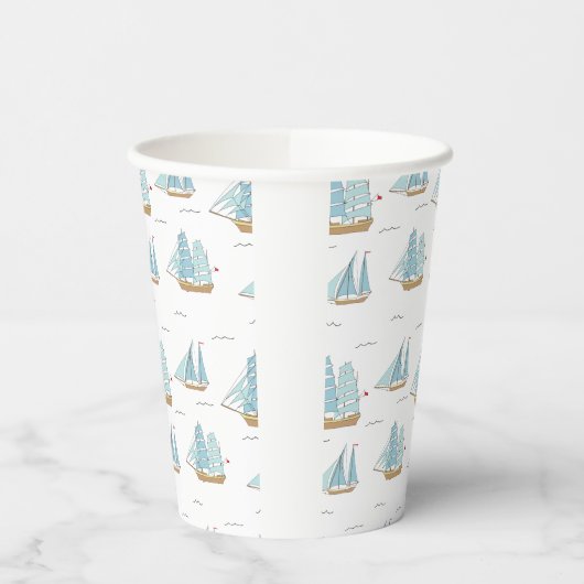 Summer Seatime Cute-jachten met zeilschip Papieren Bekers (Links)