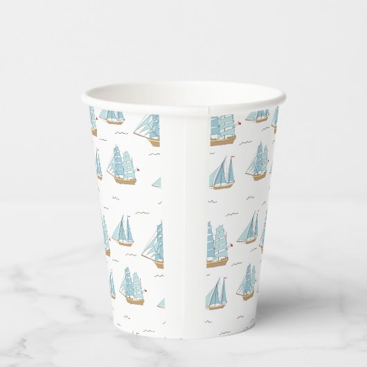 Summer Seatime Cute-jachten met zeilschip Papieren Bekers (Rechts)