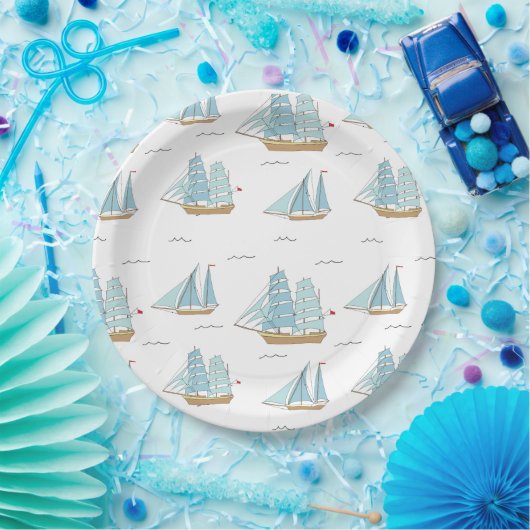 Summer Seatime Cute-jachten met zeilschip Papieren Bordje (Feest)