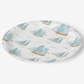 Summer Seatime Cute-jachten met zeilschip Papieren Bordje (Gekanteld)