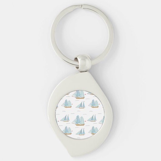 Summer Seatime Cute-jachten met zeilschip Sleutelhanger (Voorkant)