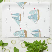 Summer Seatime Cute-jachten met zeilschip Theedoek (Gevouwen)