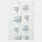 Summer Seatime Cute-jachten met zeilschip Theedoek (Verticaal)