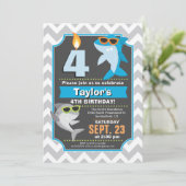 Summer Shark Birthday Invitation Kaart (Staand voorkant)