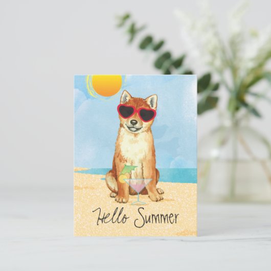 Summer Shiba Inu Briefkaart (Staand voorkant)
