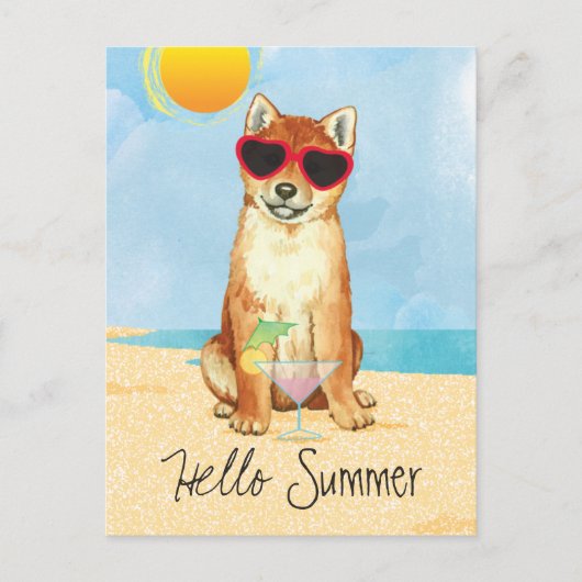 Summer Shiba Inu Briefkaart (Voorkant)