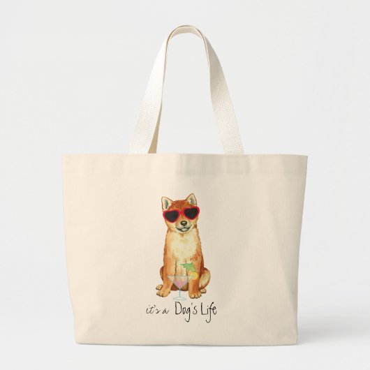 Summer Shiba Inu Grote Tote Bag (Voorkant)