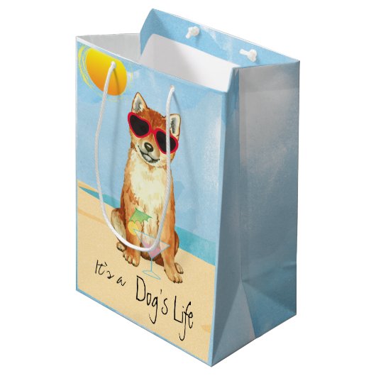 Summer Shiba Inu Medium Cadeauzakje (Voorkant Gekanteld)