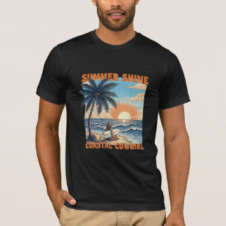 Summer Shine Coastal Cowgirl Retro Beach Sunset T-shirt