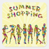 Summer Shoping Vierkante Sticker (Voorkant)