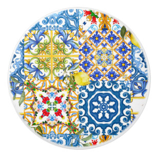 Summer, Siciliaanse tegels, majolica, Middellandse Keramische Knop