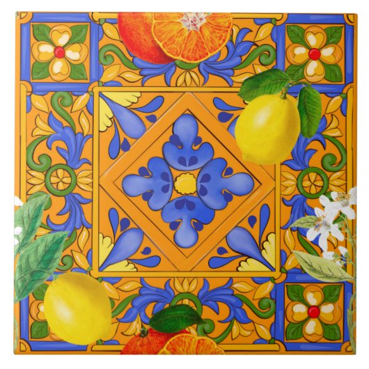 Summer, Siciliaanse tegels, majolica, Middellandse Tegeltje (Voorkant)