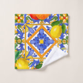 Summer ,Sicilian tiles ,citrus,oranges,majolica Bad Handdoek (Wasdoekje)