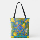 Summer ,Sicilian tiles ,citrus,oranges,majolica Tote Bag (Achterkant)