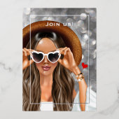 Summer Silver Faux Bokeh Bachelorette Folie Uitnodiging (Voorkant)